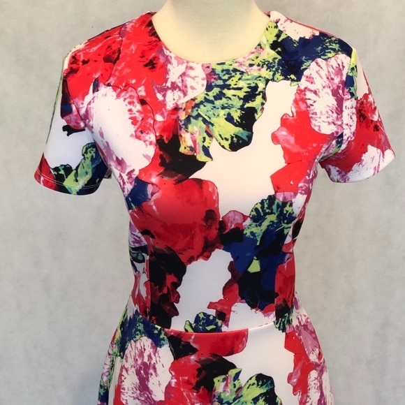 Milly Rosabella Floral Scuba Knit Fit-Flare Dress - Picture 4 of 9